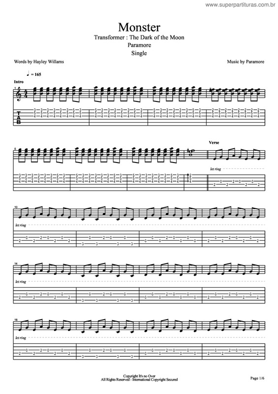 Partitura da música Moster