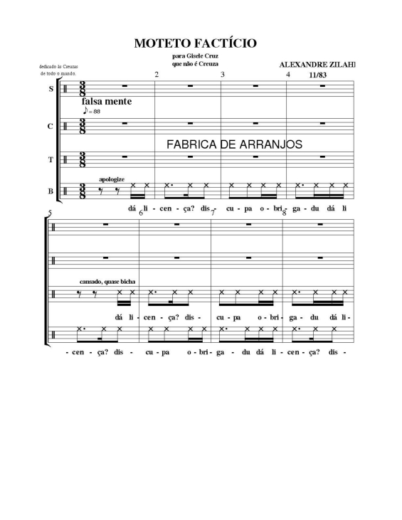 Partitura da música Moteto Factício