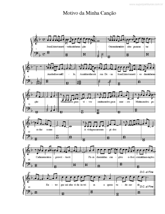 Partitura da música Motivo da Minha Canção