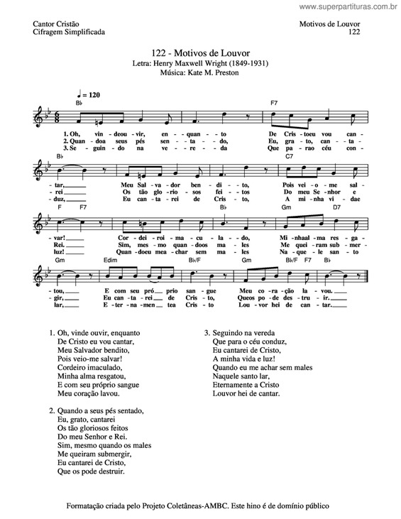 Partitura da música Motivos De Louvor