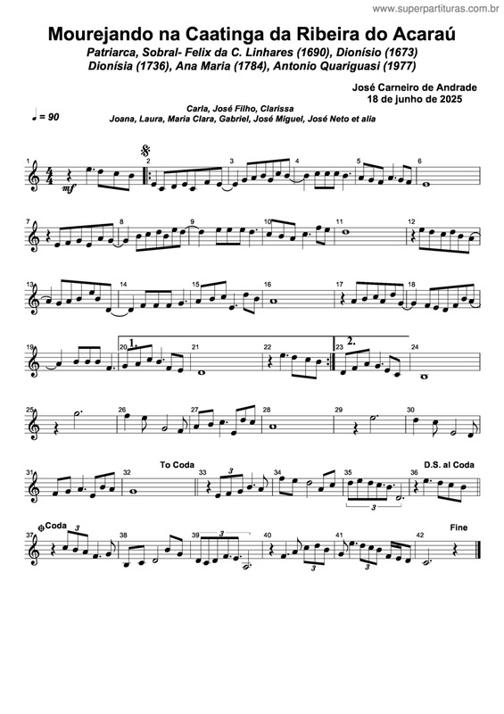 Partitura da música Mourejando Na Caatinga Da Ribeira Do Acaraú