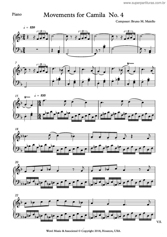 Partitura da música Movements for Camila Nro.4