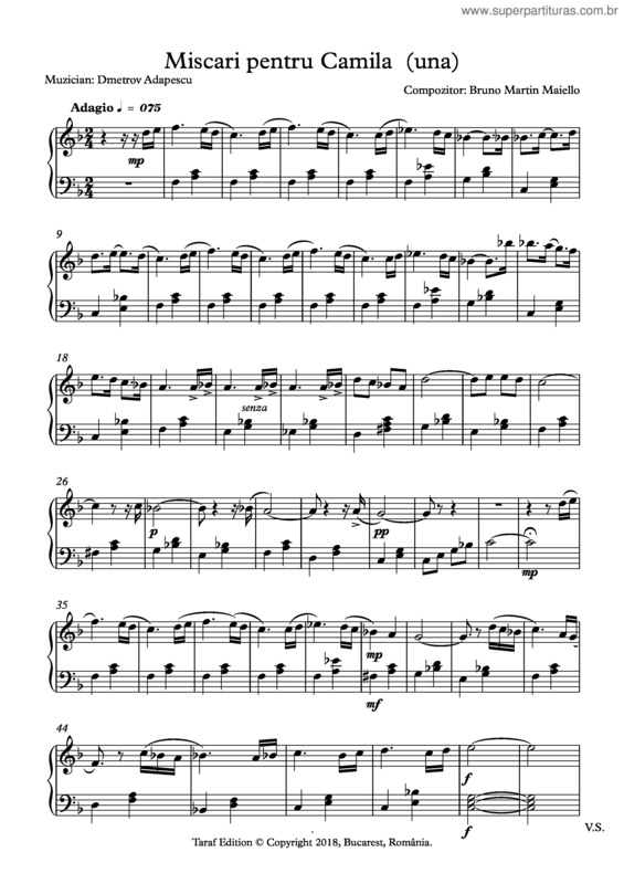 Partitura da música Movements for Camila number 1 v.2