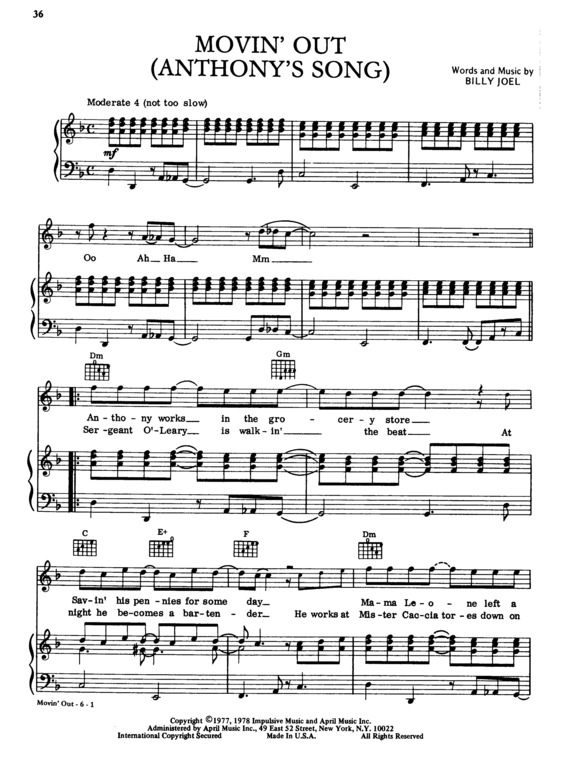 Partitura da música Movin Out