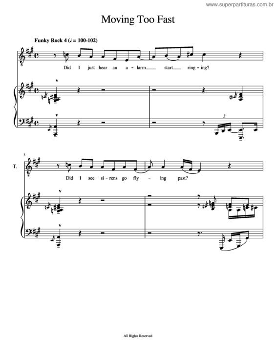 Partitura da música Moving Too Fast