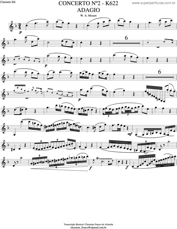 Partitura da música Mozard