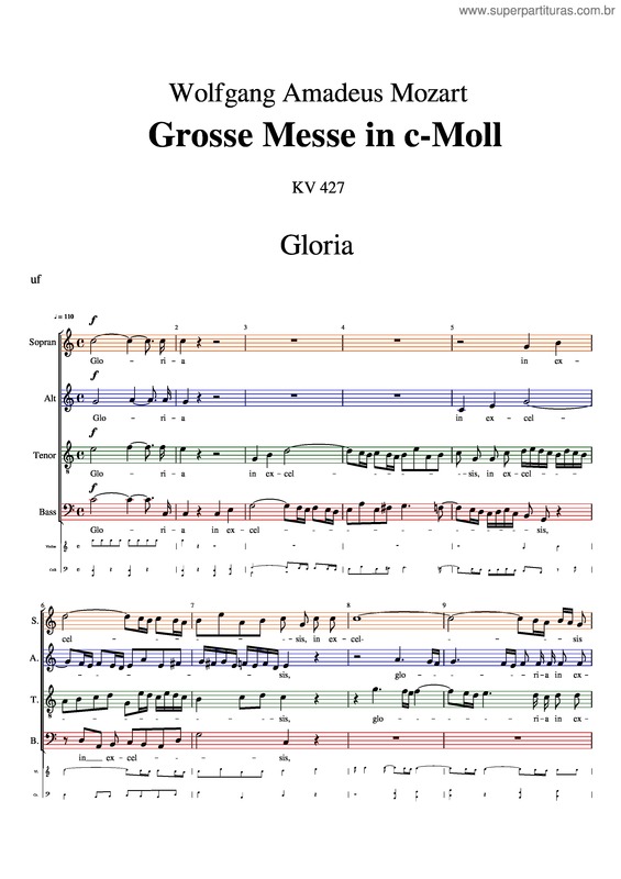Partitura da música Mozart – Messe C–Moll – Kv 427 – 02 – Gloria
