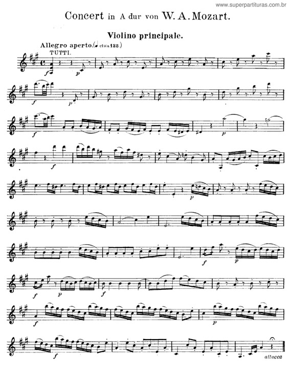 Partitura da música Mozart Violin Concerto n.5, kv. 219