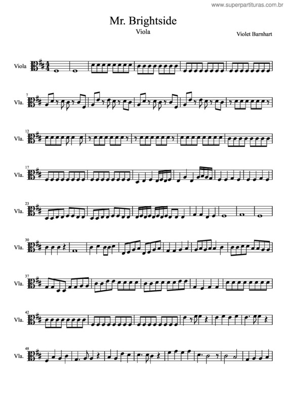 Partitura da música Mr. Brightside/Viola