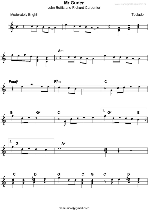 Partitura da música Mr. Guder