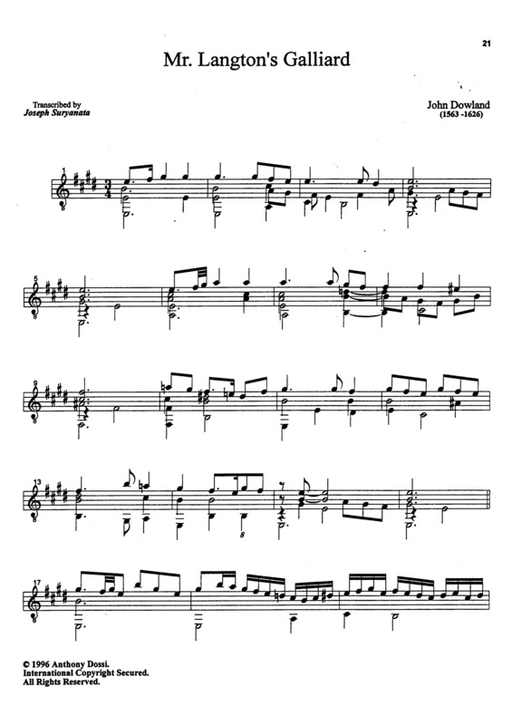 Partitura da música Mr Langtons Galliard