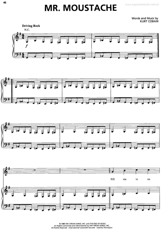 Partitura da música Mr Moustache