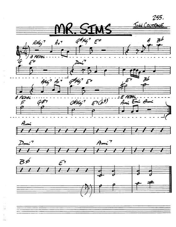 Partitura da música Mr Sims