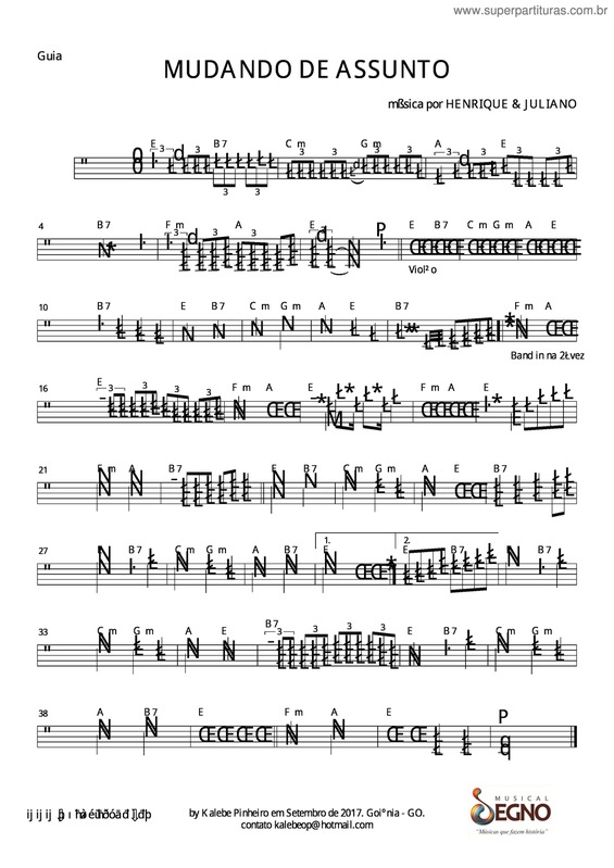 Partitura da música Mudando De Assunto