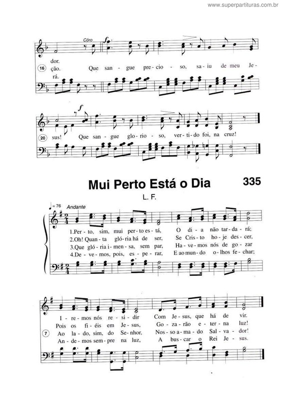 Partitura da música Mui Perto Está O Dia