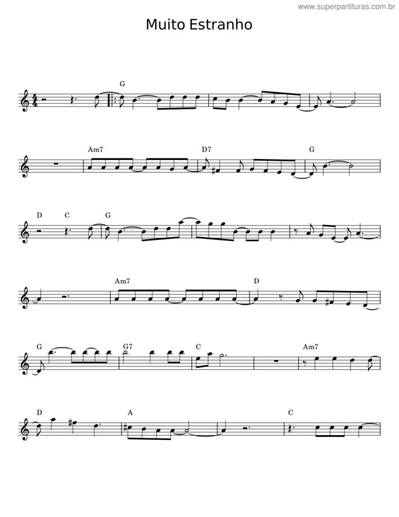 Partitura da música Muito Estranho v.7