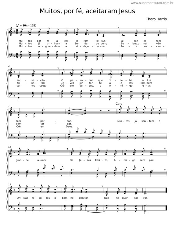Partitura da música Muitos, Por Fé, Aceitaram Jesus
