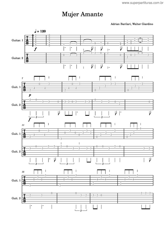 Partitura da música Mujer Amante – Rata Blanca