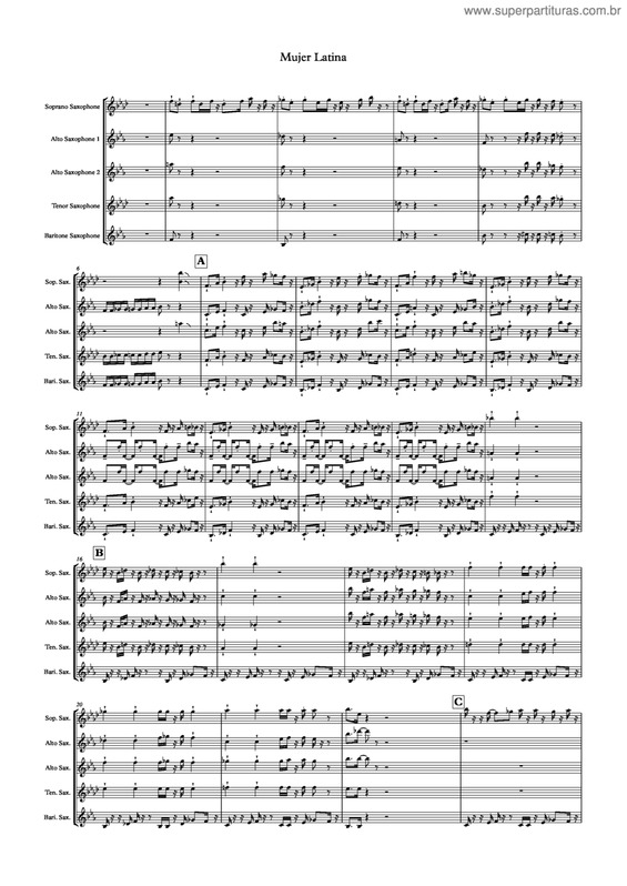 Partitura da música Mujer Latina