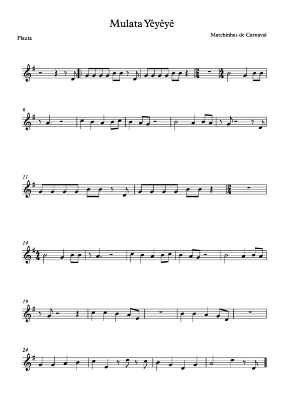 Partitura da música Mulata Yêyêyê v.2