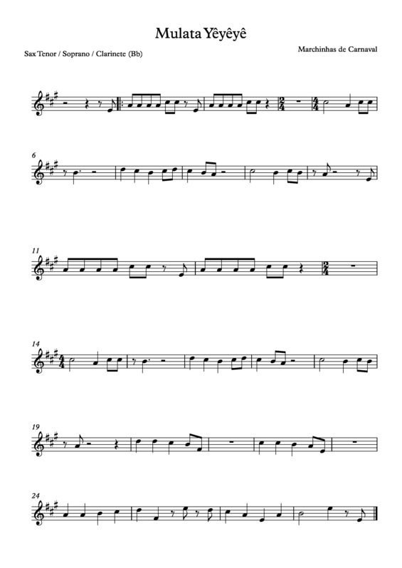 Partitura da música Mulata Yêyêyê v.4