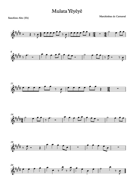 Partitura da música Mulata Yêyêyê v.5