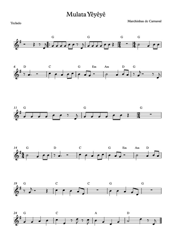 Partitura da música Mulata Yêyêyê v.6
