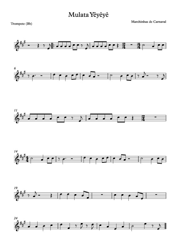 Partitura da música Mulata Yêyêyê v.8