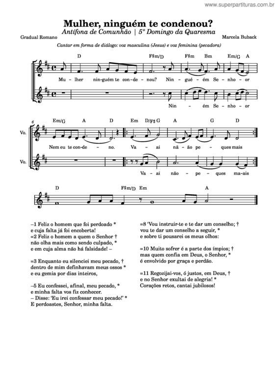 Partitura da música Mulher,_Ninguém_Te_Condenou_