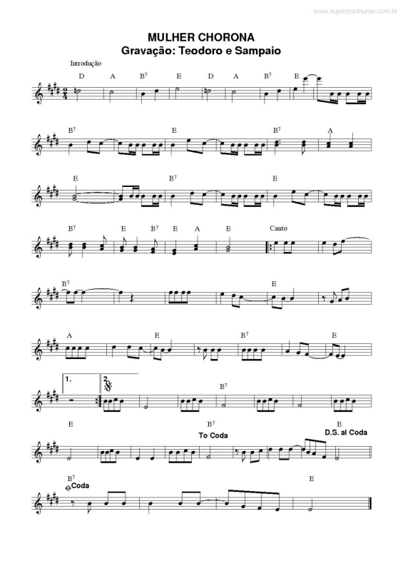 Partitura da música Mulher Chorona