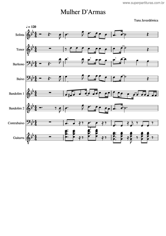 Partitura da música Mulher D Armas – Refrão