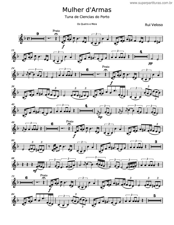 Partitura da música Mulher D`Armas – Rui Veloso