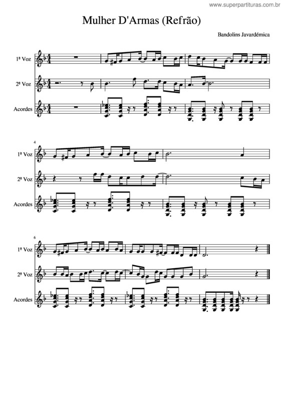 Partitura da música Mulher D`Armas Refrão