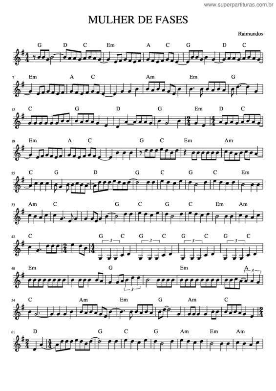 Partitura da música Mulher De Fases v.2