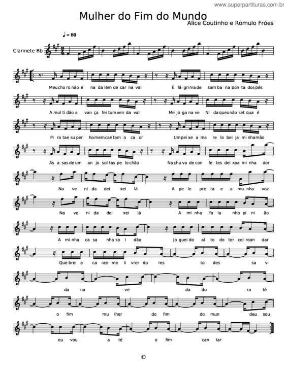 Partitura da música Mulher Do Fim Do Mundo – Alice Coutinho;Romulo Fróes v.2