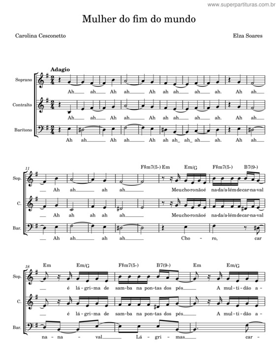 Partitura da música Mulher Do Fim Do Mundo – Elza Soares