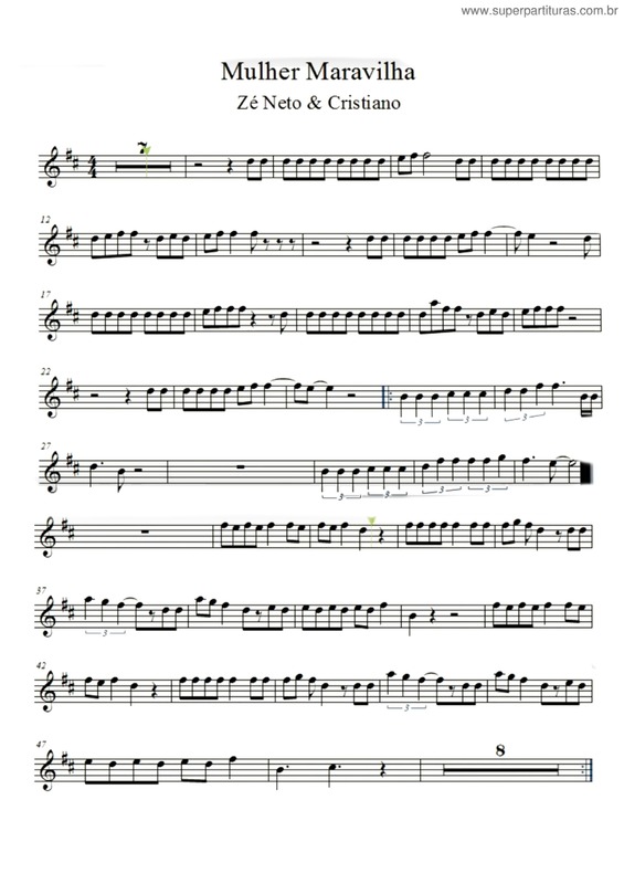 Partitura da música Mulher Maravilha