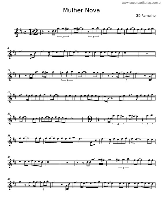 Partitura da música Mulher Nova – Zé Ramalho