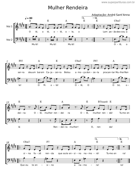 Partitura da música Mulher Rendeira v.13