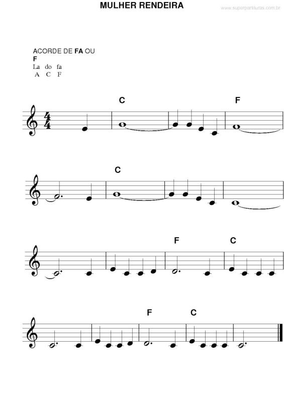 Partitura da música Mulher Rendeira