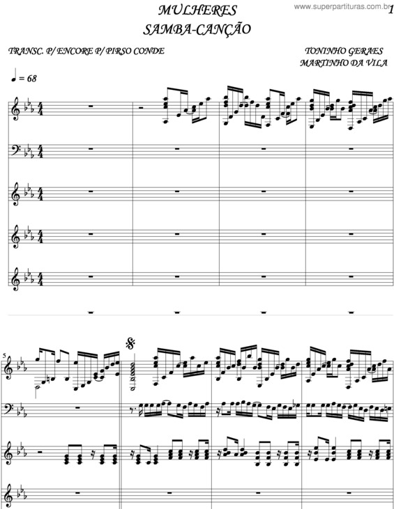 Partitura da música Mulheres v.2