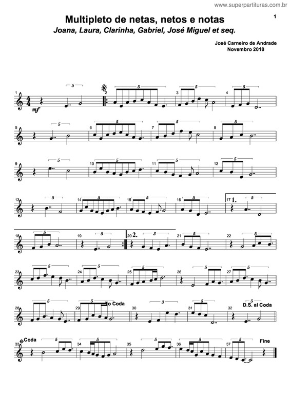 Partitura da música Multipleto De Netas, Netos E Notas v.2