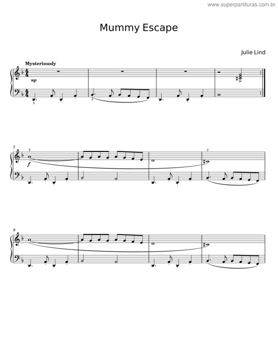 Partitura da música Mummy Escape – Julie Lind