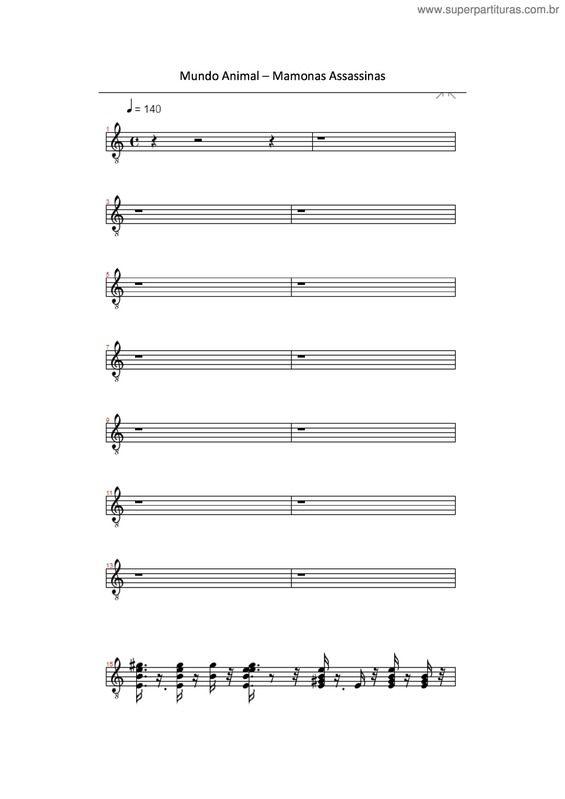 Partitura da música Mundo Animal