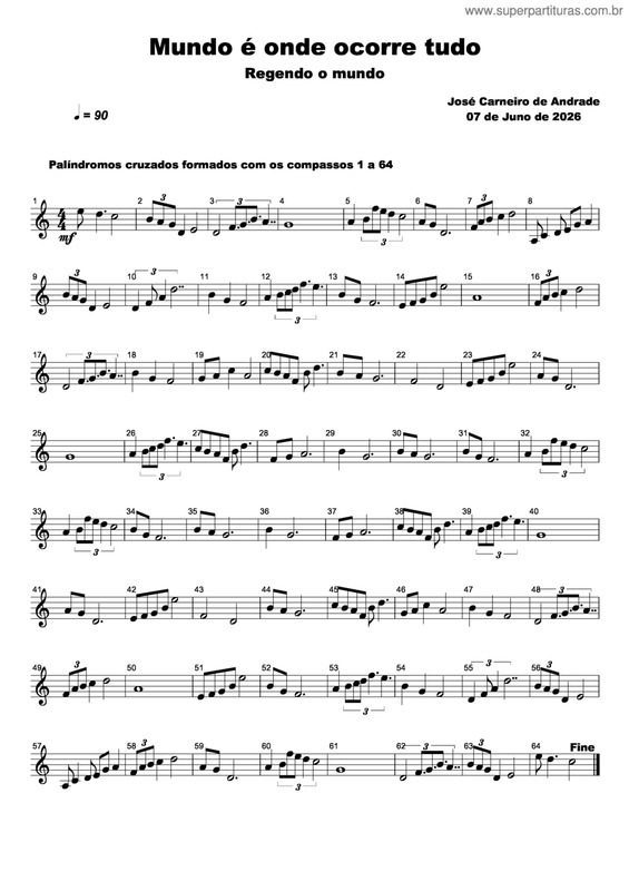 Partitura da música Mundo É Onde Ocorre Tudo