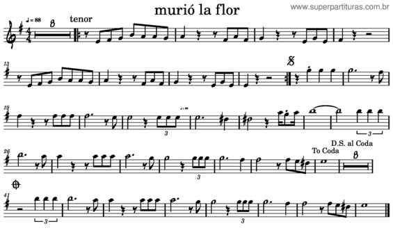 Partitura da música Murió La Flor – Los Ángeles Negros Murio La Flor