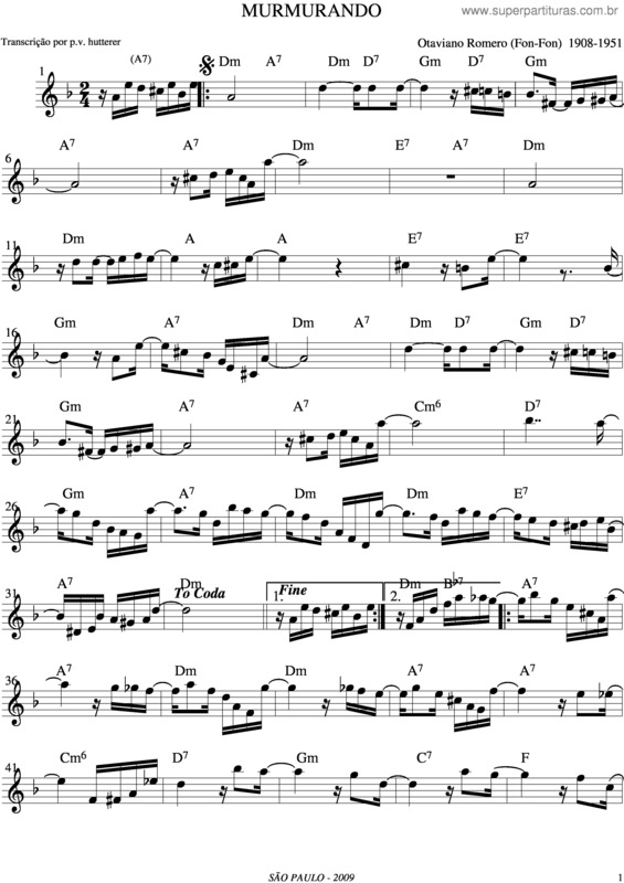 Partitura da música Murmurando v.2