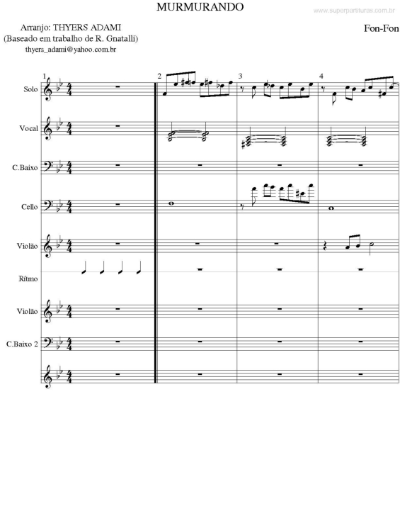 Partitura da música Murmurando