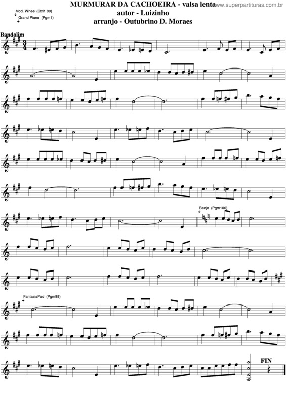 Partitura da música Murmurar Da Cachoeira v.3