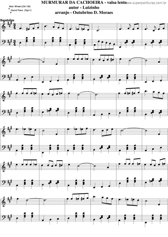 Partitura da música Murmurar Da Cachoeira v.4